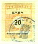 Marca da Bollo del Comune di ERBA su Carta Bianca di dimensioni 23 x 29 mm
