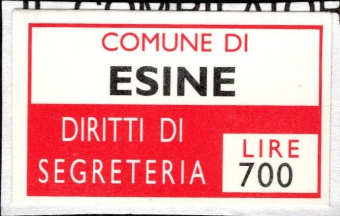 Marca da Bollo del Comune di ESINE su Carta Bianca di dimensioni 24 x 14 mm