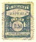 Marca da Bollo del Comune di ESPERIA su Carta Bianca Sottile di dimensioni 21,5 x 29 mm