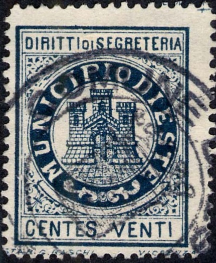 Marca da Bollo del Comune di ESTE su Carta Bianca Sottile di dimensioni 22 x 30 mm
