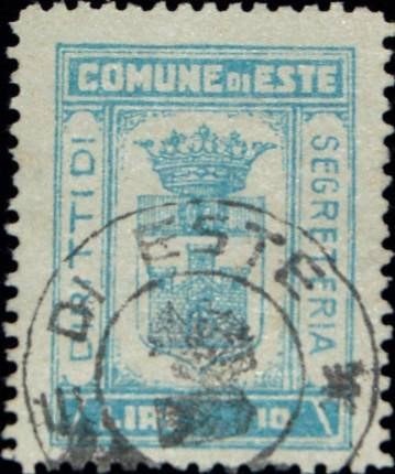Marca da Bollo del Comune di ESTE su Carta Bianca Sottile di dimensioni 21 X 27 mm