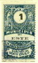 Marca da Bollo del Comune di ESTE su Carta Bianca Sottile di dimensioni 26 x 43,5 mm
