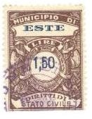 Marca da Bollo del Comune di ESTE su Carta Bianca Sottile di dimensioni 25 x 34 mm