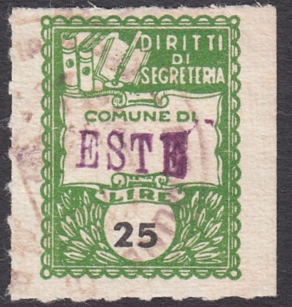 Marca da Bollo del Comune di ESTE su Carta Bianca Sottile di dimensioni 16,5 x 22 mm