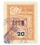 Marca da Bollo del Comune di ESTE su Carta Bianca di dimensioni 22 x 29 mm