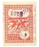 Marca da Bollo del Comune di ESTE su Carta Bianca di dimensioni 22,5 x 29 mm