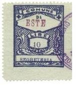 Marca da Bollo del Comune di ESTE su Carta Bianca Sottile di dimensioni 24 x 31 mm