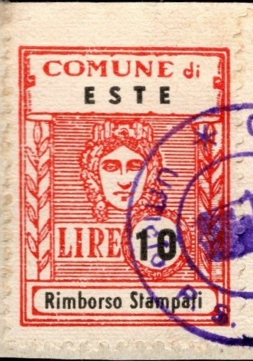 Marca da Bollo del Comune di ESTE su Carta Bianca di dimensioni 20,5 x 27 mm