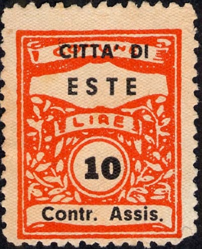Marca da Bollo del Comune di ESTE su Carta Bianca di dimensioni 22,5 x 29 mm