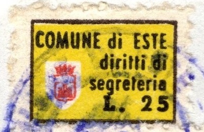 Marca da Bollo del Comune di ESTE su Carta Bianca di dimensioni 23 x 15 mm