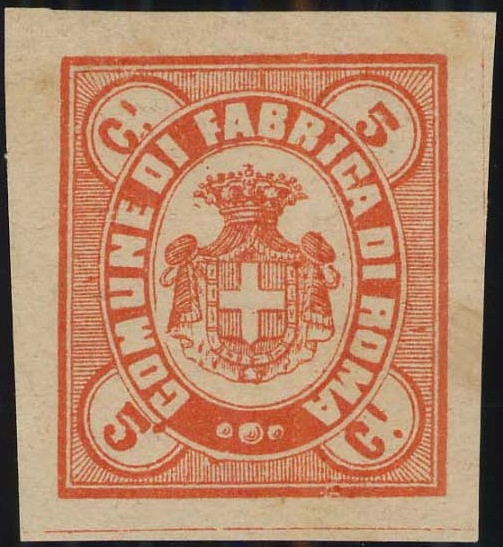 Marca da Bollo del Comune di FABRICA DI ROMA su Carta Bianca di dimensioni 27 x 31 mm