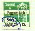 Marca da Bollo del Comune di FAGGETO LARIO su Carta Bianca di dimensioni 20 x 20 mm