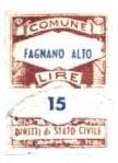 Marca da Bollo del Comune di FAGNANO ALTO su Carta Bianca di dimensioni 22,5 x 29 mm
