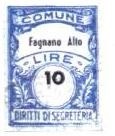 Marca da Bollo del Comune di FAGNANO ALTO su Carta Bianca di dimensioni 22,5 x 29 mm