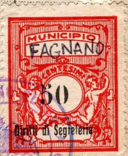 Marca da Bollo del Comune di FAGNANO OLONA su Carta Bianca di dimensioni 22 x 29 mm