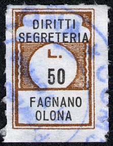 Marca da Bollo del Comune di FAGNANO OLONA su Carta Bianca di dimensioni 11,5 x 17 mm