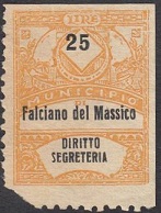 Marca da Bollo del Comune di FALCIANO DEL MASSICO su Carta Bianca di dimensioni 22 x 29 mm