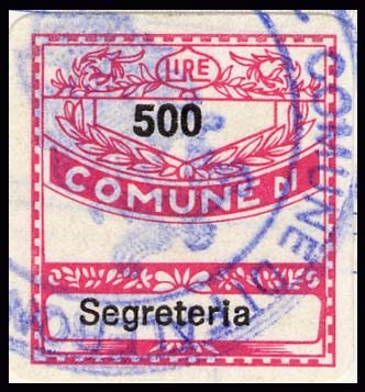 Marca da Bollo del Comune di FALERONE su Carta Bianca di dimensioni 19 x 21 mm