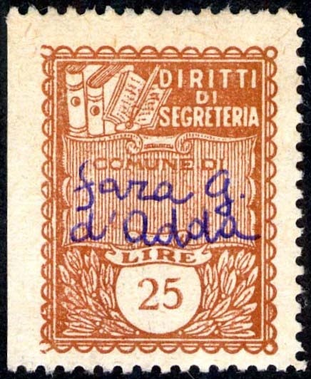 Marca da Bollo del Comune di FARA GERA D´ADDA su Carta Bianca di dimensioni 22 x 29 mm
