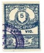 Marca da Bollo del Comune di FARA VICENTINO su Carta Bianca Sottile di dimensioni 28,5 x 37 mm