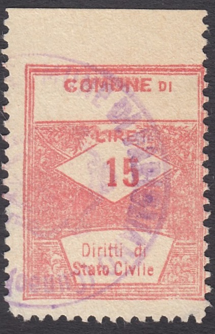 Marca da Bollo del Comune di FARIGLIANO su Carta Bianca di dimensioni 22 x 28 mm