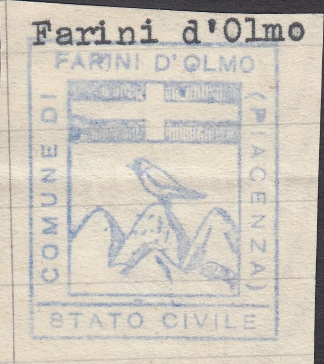 Marca da Bollo del Comune di FARINI D´OLMO su Carta Bianca di dimensioni 30 x 36 mm