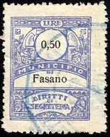 Marca da Bollo del Comune di FASANO su Carta Bianca Sottile di dimensioni 22 x 28,5 mm