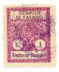 Marca da Bollo del Comune di FASANO su Carta Bianca di dimensioni 21,5 x 27,5 mm