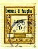 Marca da Bollo del Comune di FAUGLIA su Carta Bianca Sottile di dimensioni 23 x 29,5 mm