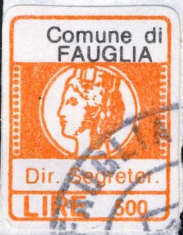 Marca da Bollo del Comune di FAUGLIA su Carta Bianca di dimensioni 16 x 20 mm