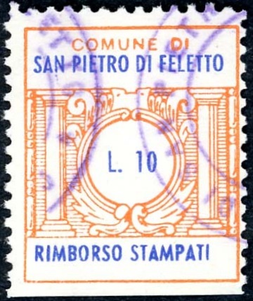 Marca da Bollo del Comune di FELETTO su Carta Bianca di dimensioni 21 x 24 mm