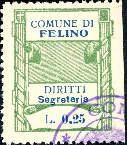 Marca da Bollo del Comune di FELINO su Carta Bianca di dimensioni 24 x 28 mm