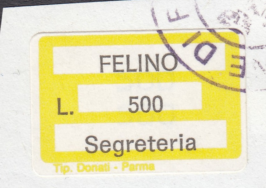 Marca da Bollo del Comune di FELINO su Carta Bianca di dimensioni 25 x 17 mm
