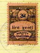 Marca da Bollo del Comune di FENESTRELLE su Carta Rosa di dimensioni 21,5 x 28 mm