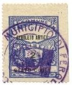Marca da Bollo del Comune di FEROLETO ANTICO su Carta Bianca di dimensioni 24 x 31 mm