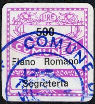 Marca da Bollo del Comune di FIANO ROMANO su Carta Bianca di dimensioni 19 x 21 mm