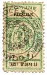Marca da Bollo del Comune di FIESOLE su Carta Bianca Sottile di dimensioni 17,4 x 32,5 mm