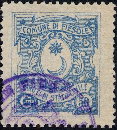 Marca da Bollo del Comune di FIESOLE su Carta Bianca di dimensioni 21 x 25 mm