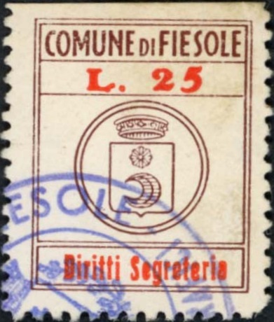 Marca da Bollo del Comune di FIESOLE su Carta Bianca di dimensioni 25 x 29,5 mm