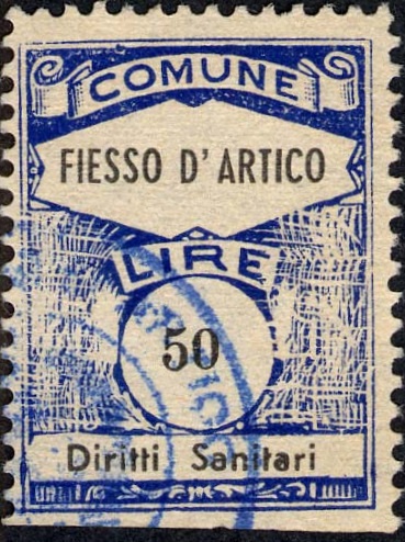 Marca da Bollo del Comune di FIESSO D´ARTICO su Carta Bianca Sottile di dimensioni 22,5 x 29 mm