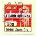 Marca da Bollo del Comune di FIGINO SERENZA su Carta Bianca di dimensioni 20 x 20 mm