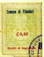 Marca da Bollo del Comune di FILANDARI su Carta Bianca di dimensioni 27,5 x 37 mm