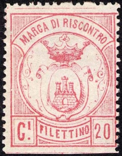 Marca da Bollo del Comune di FILETTINO su Carta Bianca Sottile di dimensioni 23 x 29 mm