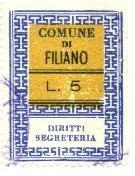 Marca da Bollo del Comune di FILIANO su Carta Bianca di dimensioni 27 X 36 mm