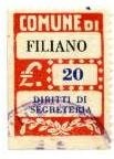 Marca da Bollo del Comune di FILIANO su Carta Bianca Sottile di dimensioni 20 x 28 mm