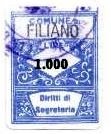 Marca da Bollo del Comune di FILIANO su Carta Bianca di dimensioni 21,5 x 28 mm