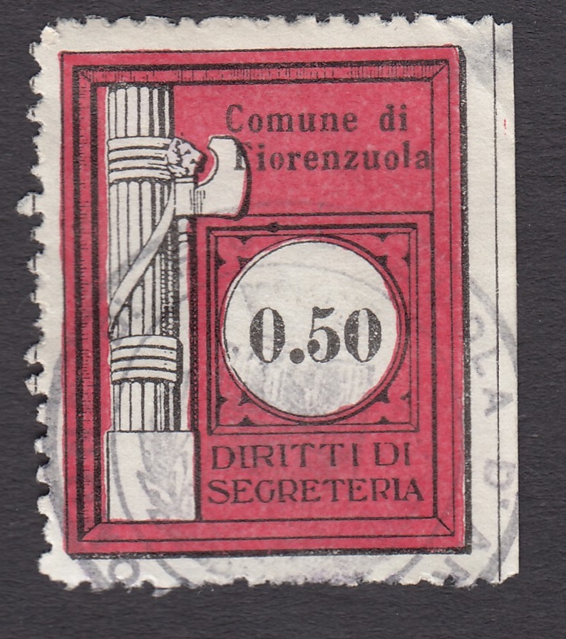 Marca da Bollo del Comune di FIORENZUOLA D´ARDA su Carta Bianca di dimensioni 23,5 x 29,5 mm