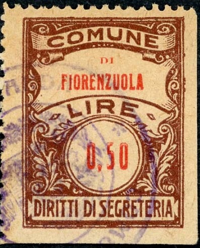 Marca da Bollo del Comune di FIORENZUOLA D´ARDA su Carta Bianca di dimensioni 22,5 x 29 mm