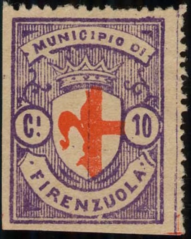 Marca da Bollo del Comune di FIRENZUOLA su Carta Bianca di dimensioni 21 x 28,5 mm