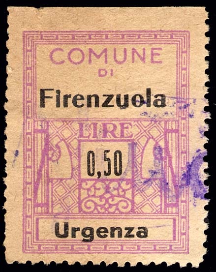 Marca da Bollo del Comune di FIRENZUOLA su Carta Bianca Sottile di dimensioni 24 x 32 mm